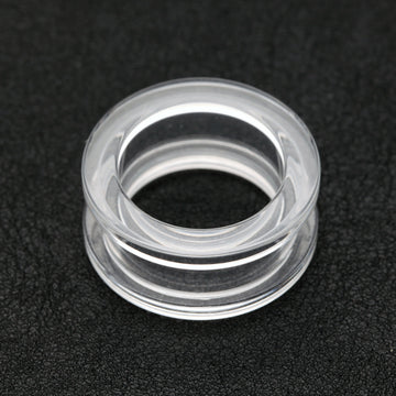 Detail View 1 of A Pair of Basic UV Acrylic Screw-Fit Ear Gauge Tunnel Plug-Clear Gem